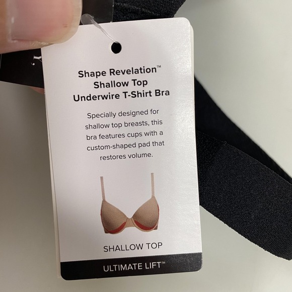 Wacoal Shape Revelation Bra Womens 38G Black Shallow Top Ultimate Lift T-Shirt - Picture 8 of 16